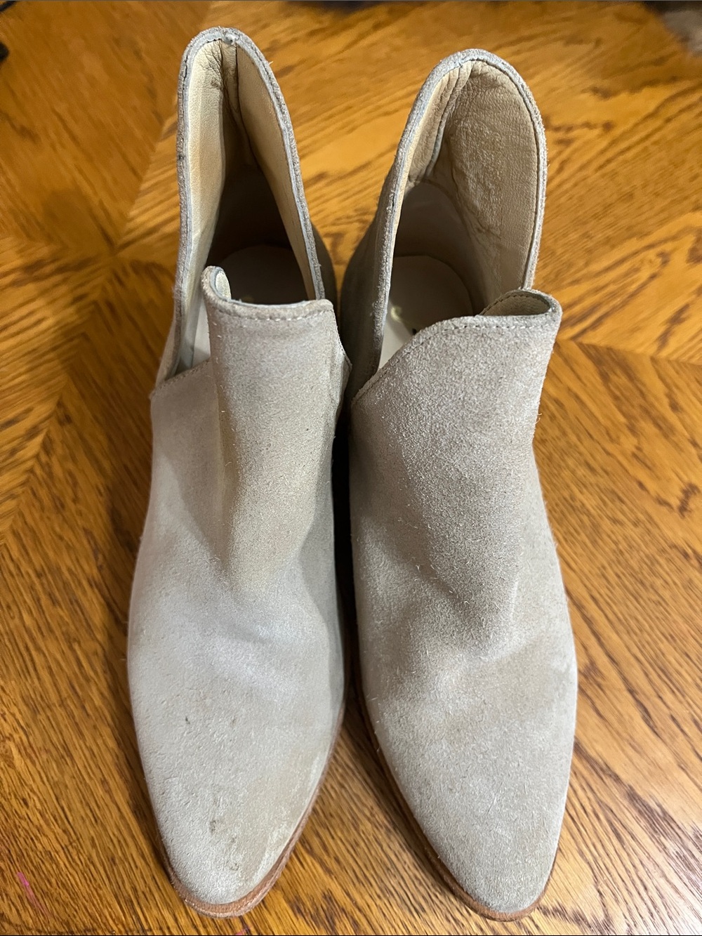 Free People Light Taupe Suede Pointed Toe Ankle Booties